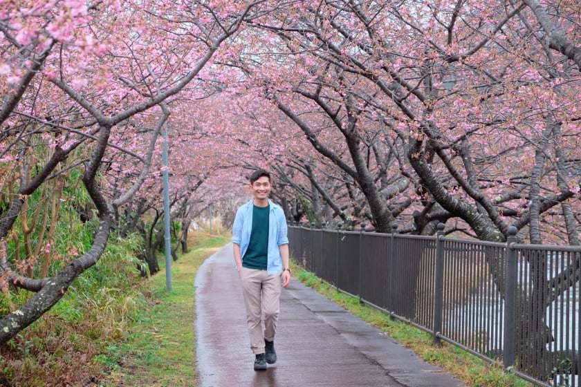 Có nhiều năm sinh sống tại Nhật, Đức Nhân đã đi đến nhiều địa điểm và chụp hoa anh đào ở khắp mọi nơi