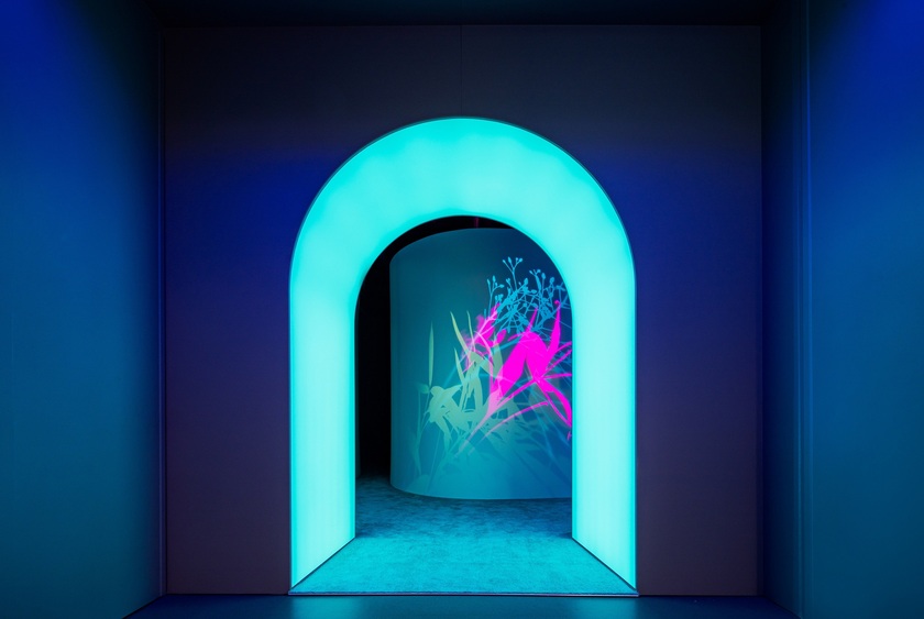 Nhà thiết kế Johanna Grawunder thiết lập một lối trang trí kết hợp giữa độ trong suốt, ánh sáng và màu sắc tại triển lãm
