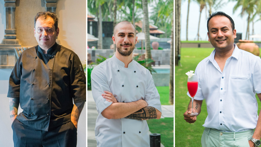 Đội ngũ đầu bếp mới gia nhập Four Seasons The Nam Hai, Hội An: Alex Moranda, Thomas Remy, Saif Siddiqui (từ trái qua).