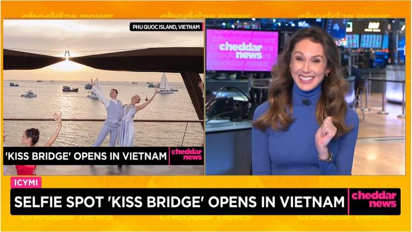 Nữ biên tập viên của Cheddar News phấn khích khi bình luận về Cầu Hôn.