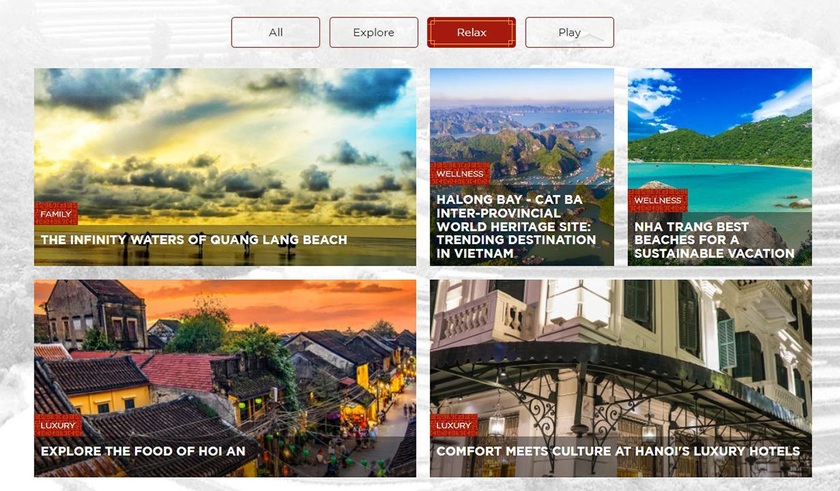 Website quảng bá du lịch quốc gia vietnam.travel của Cục Du lịch Quốc gia Việt Nam