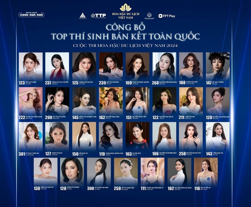 Danh sách TOP 65 chính thức lọt vào vòng bán kết toàn quốc Hoa hậu Du lịch Việt Nam 2024.