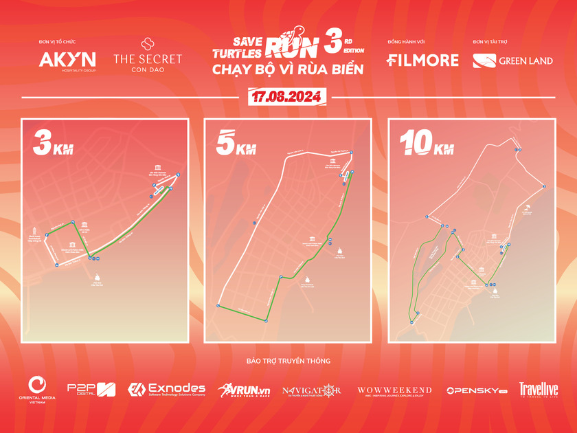 Các cự ly thi đấu tại Chạy Bộ Vì Rùa Biển 2024 phù hợp với mọi trình độ và lứa tuổi (Nguồn: The Secret Côn Đảo)