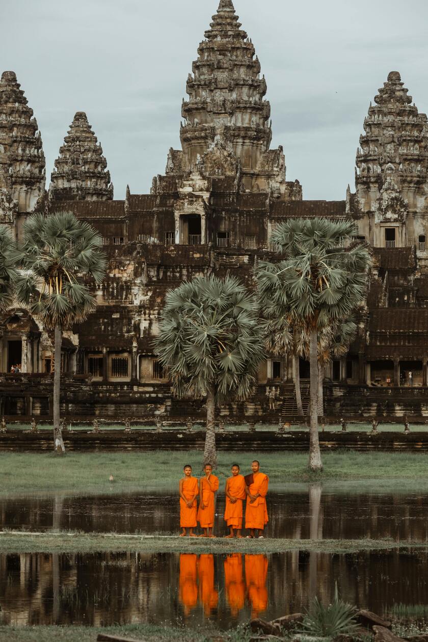 Di tích đền Bayon, chứng tích lịch sử còn sót lại của đế chế Angkor. 