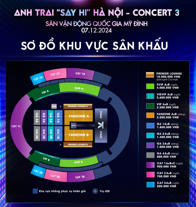 Sơ đồ và giá vé concert Anh Trai Say Hi tại Hà Nội