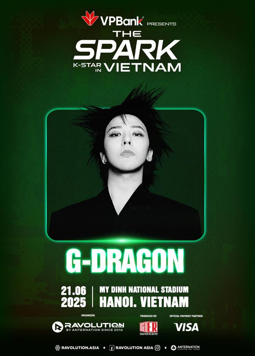 G-Dragon, thành viên nổi bật của BIGBANG, sẽ biểu diễn tại SVĐ Mỹ Đình, Hà Nội vào ngày 21/6 tới đây