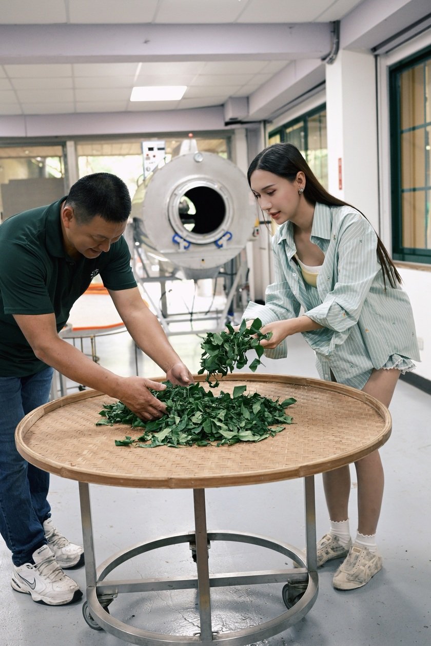 Lynk Lee học được 5 công đoạn chế biến trà truyền thống: thu hoạch, làm héo, vò, lên men và sấy khô...