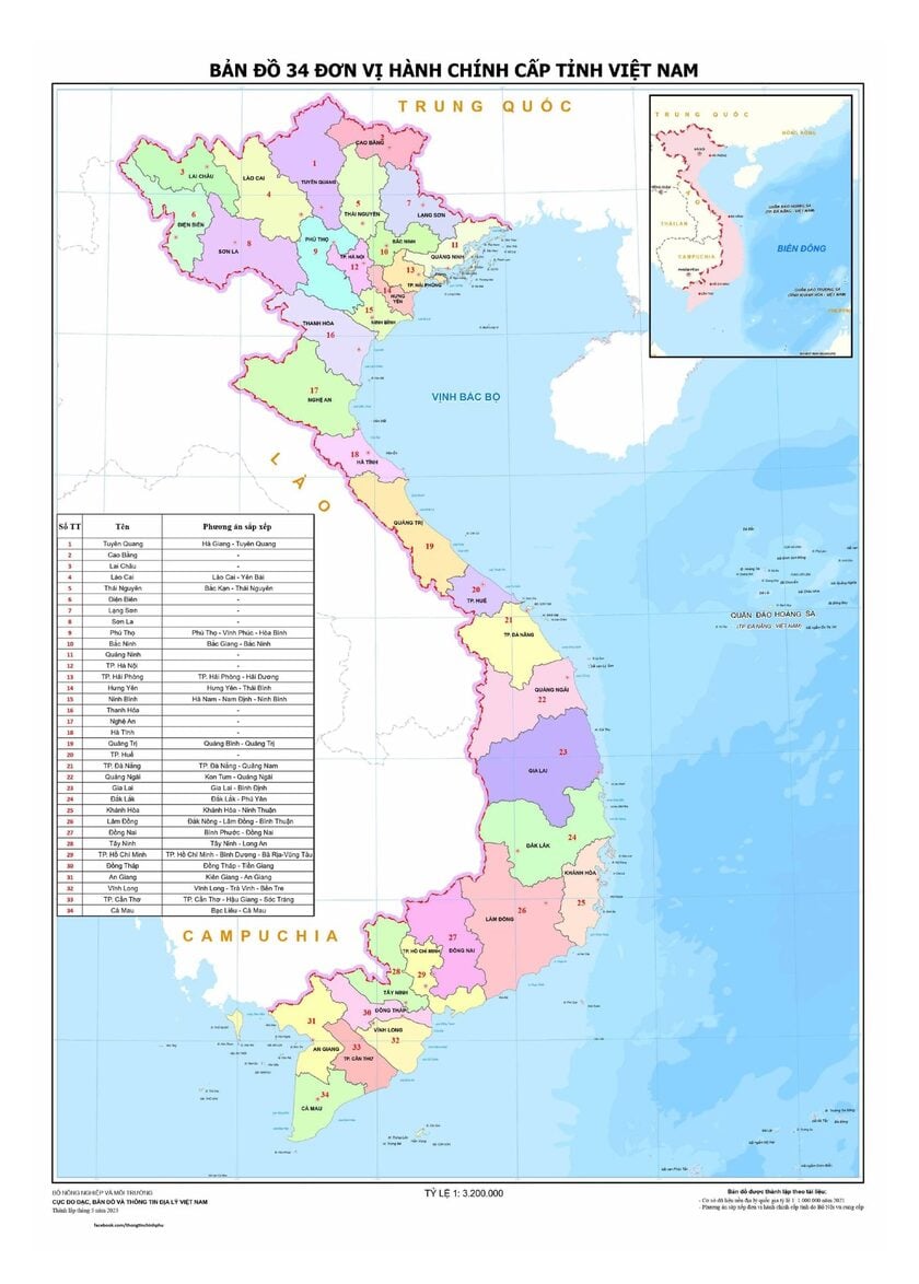 Bản đồ Việt Nam sau khi thông qua Nghị quyết về việc sắp xếp đơn vị hành chính cấp tỉnh năm 2025