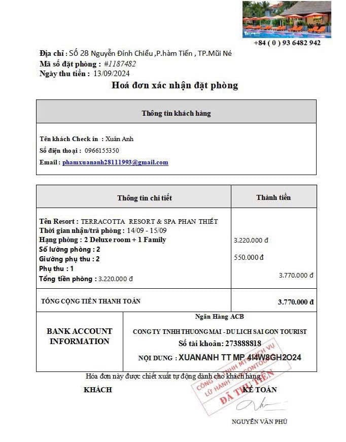 Thông tin booking page giả mạo gửi cho khách hàng chuyên nghiệp không thua kém page thật