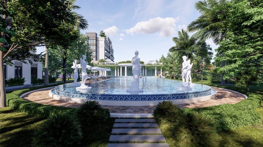 Khu nghỉ dưỡng trải dài gần 7ha, được ôm trọn trong vẻ đẹp hoang sơ của núi rừng Tây Bắc