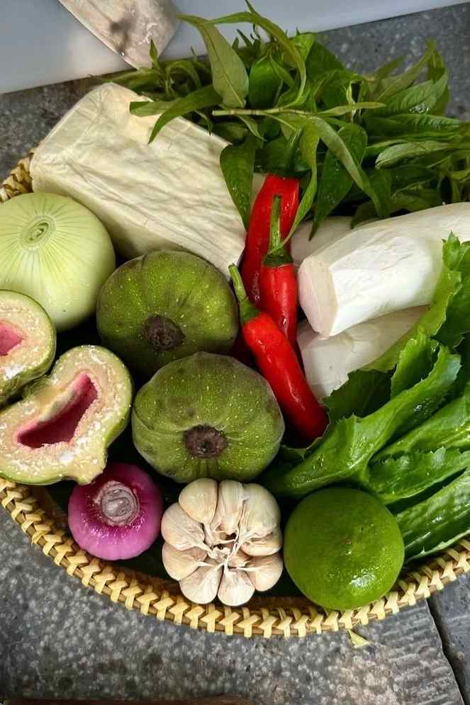 Nguyên liệu cho buổi học nấu ăn đồ chay của Daniel