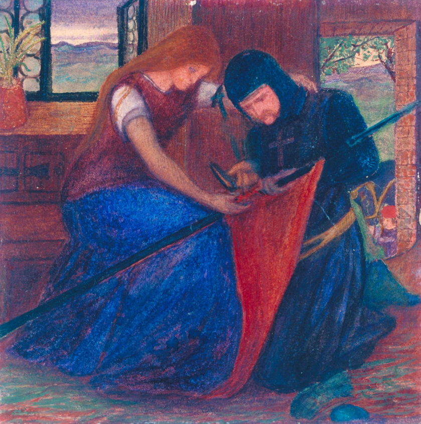 Lady Affixing Pennant to a Knight’s Spear - Elizabeth Siddal