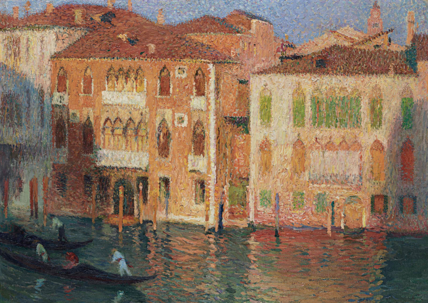 Venise, palais et gondoliers sur le Grand Canal - Henri Martin
