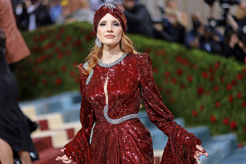 Jessica Chastain trong trang phục của Gucci. Ảnh: Dimitrios Kambouris/Getty Images for The Met Museum/Vogue