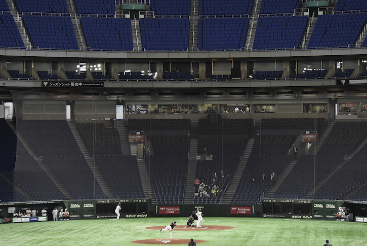 Tokyo Dome vào tháng 2/2020, trong một trận đấu bóng chày chuyên nghiệp không có khán giả