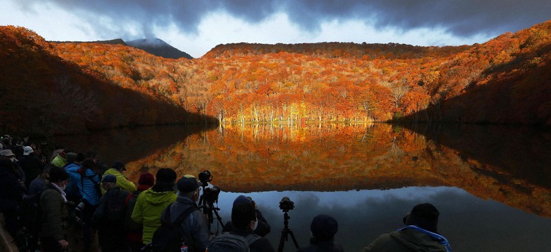 107 khách may mắn được tới ngắm cảnh hồ Tsutanuma sáng 27/10