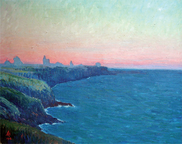 Phong cảnh cảng biển Blanc vùng Saint Lunaire (Pháp), vẽ năm 1912 (tranh sơn dầu).