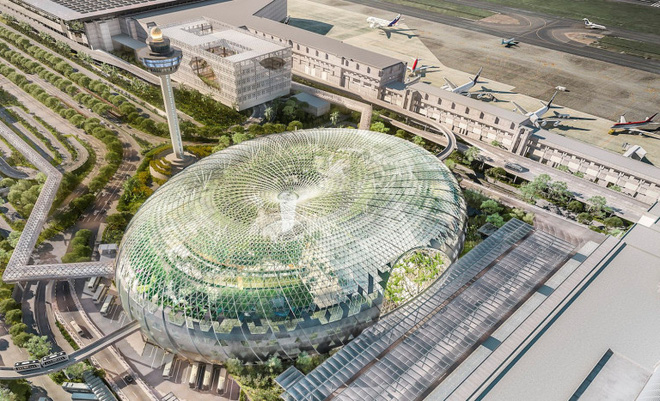 Hình ảnh 3D của dự án cải tạo và mở rộng sân bay Changi thành một khi phức hợp giải trí, thậm chí bên trong Jewel còn là cả một khu vườn bách thảo.