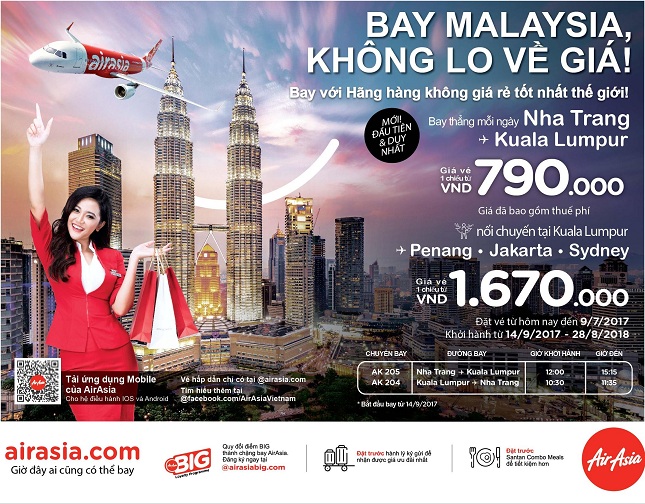 AIRASIA giới thiệu đường bay thẳng mới từ Nha Trang đến Kuala Lumpur, Malaysia