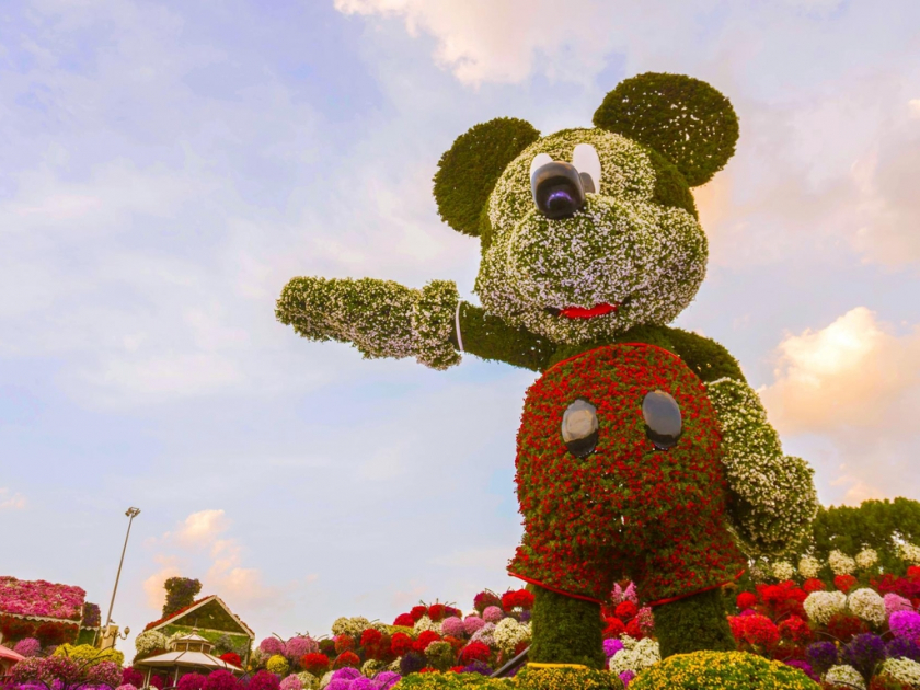 Mickey Mouse bằng hoa to nhất thế giới (nặng 35 tấn và cao 18m). (nguồn sưu tầm)