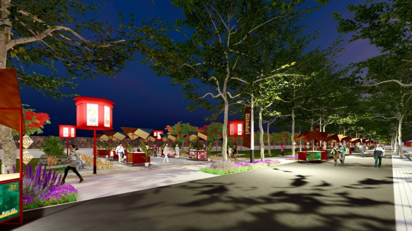 Khu phố sẽ có 28 quầy hàng và 4 khu vực diễn ra các hoạt động văn hóa tại công viên đường Lê Huân.