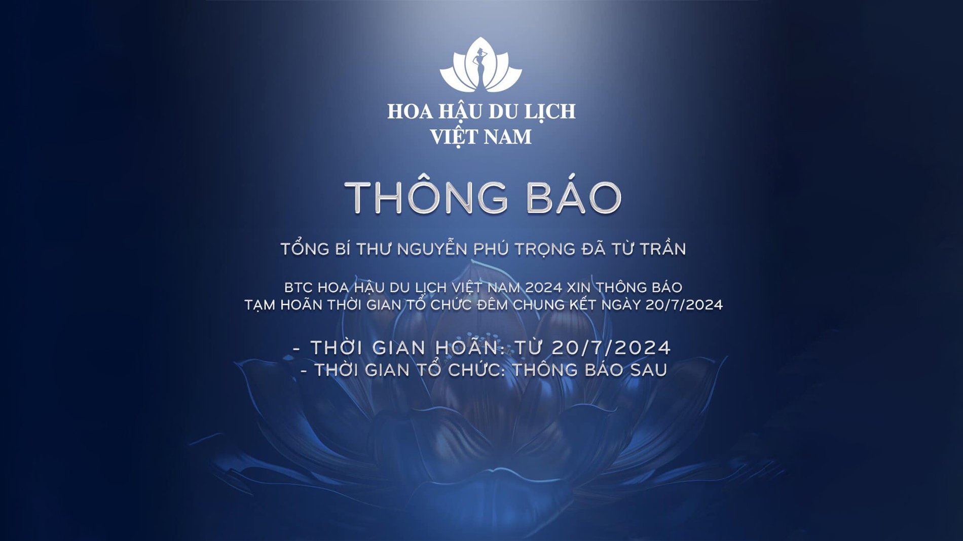 Tạm hoãn tổ chức đêm Chung kết Cuộc thi Hoa hậu Du lịch Việt Nam 2024