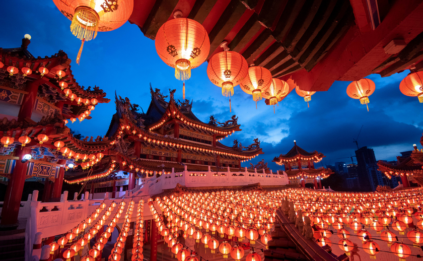 Đèn lồng đỏ sáng rực rỡ tại đền Thean Hou ở thủ đô Kuala Lumpur, Malaysia trong dịp Tết Nguyên đán - Ảnh: Korea Times.