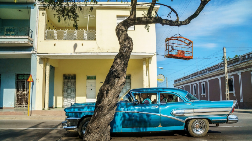 Lồng chim treo trên một con đường ở Cuba