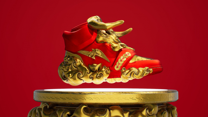 Dịp tết Nguyên đán 2021, hãng thời trang RTFKT trình làng mẫu giày thể thao NFT lấy cảm hứng từ văn hóa Trung Quốc - Ảnh: Courtesy