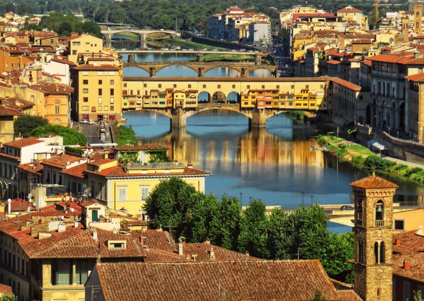Toàn cảnh cây cầu Ponte Vecchio, Florence, Ý