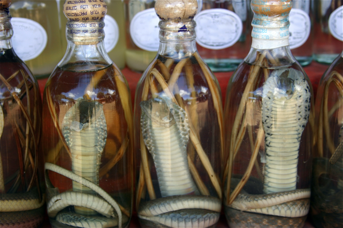 Món rượu rắn được bày bán tại một cửa hàng ở Việt Nam. Ảnh: Shutterstock