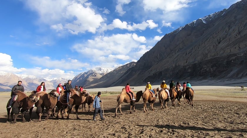 Đoàn người cưỡi lạc đà tại thung lũng