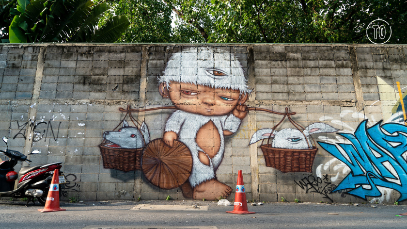 Một tác phẩm grafiti nổi tiếng tại Charoenkrung.