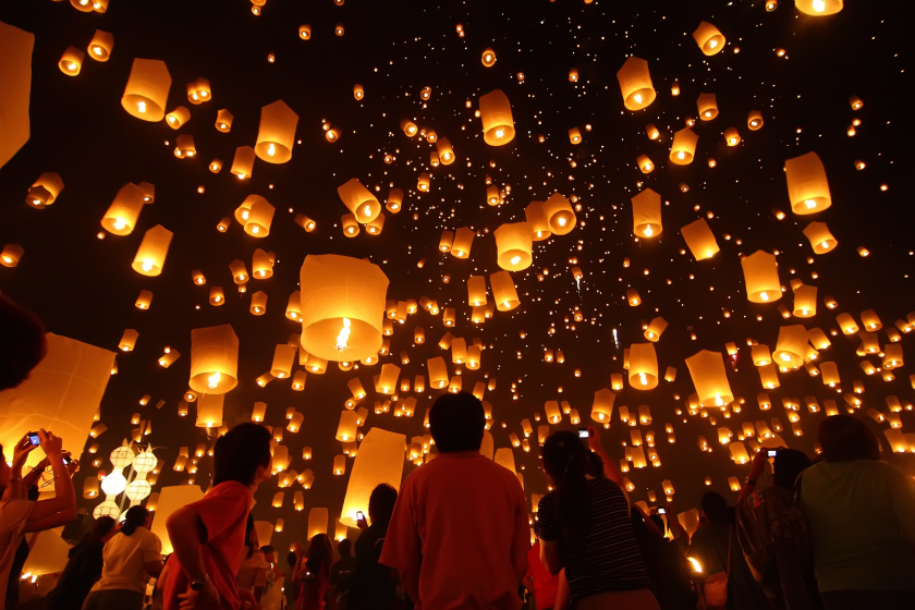 Lễ hội thả đèn trời ở Thái Lan.