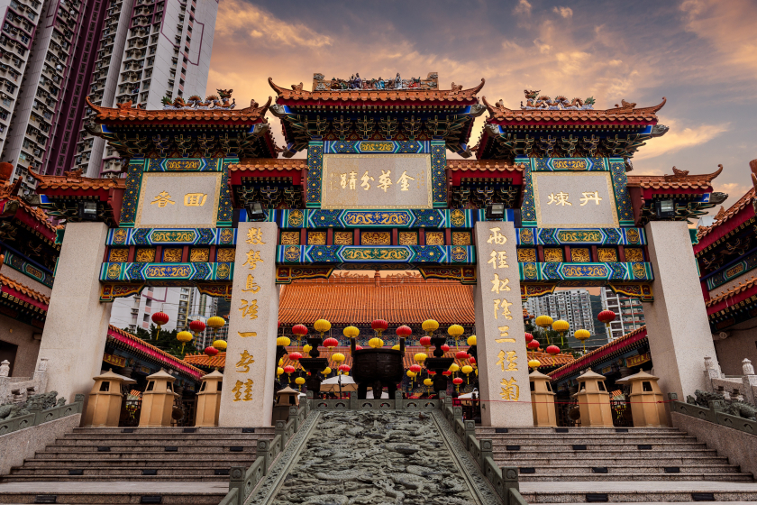 Đền Huỳnh Đại Tiên là một trong những ngôi đền có kiến trúc đẹp nhất Hong Kong.