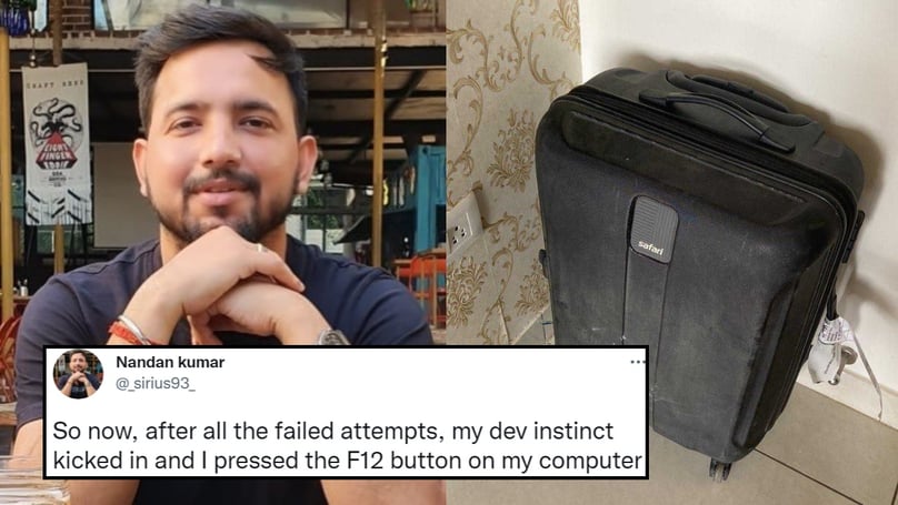 Nandan Kumar, một kỹ sư phần mềm chia sẻ việc bị nhầm lẫn hành lý trên trang twitter.