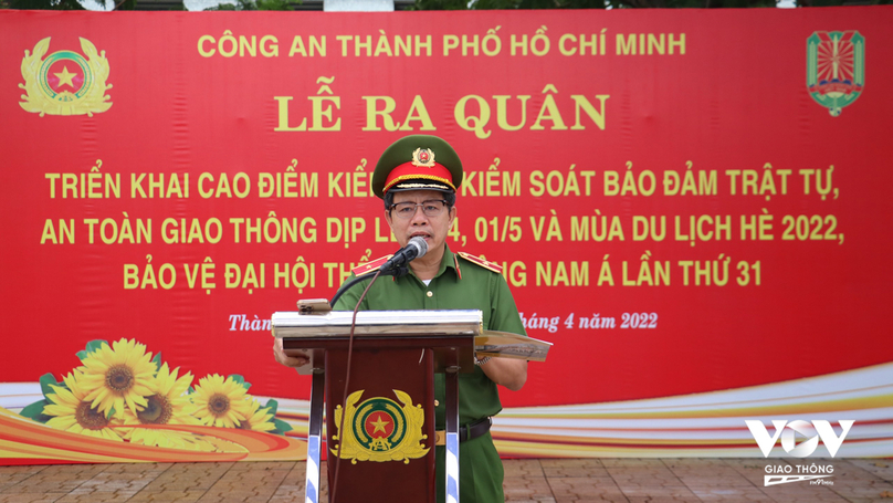 Thiếu tướng Trần Đức Tài – Phó giám đốc Công an TP.HCM phát biểu tại buổi lễ