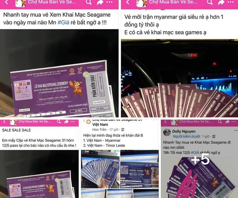 Vé dự lễ khai mạc SEA Games 31 được rao bán hàng triệu đồng/vé trên mạng xã hội. Ảnh: Báo Pháp luật
