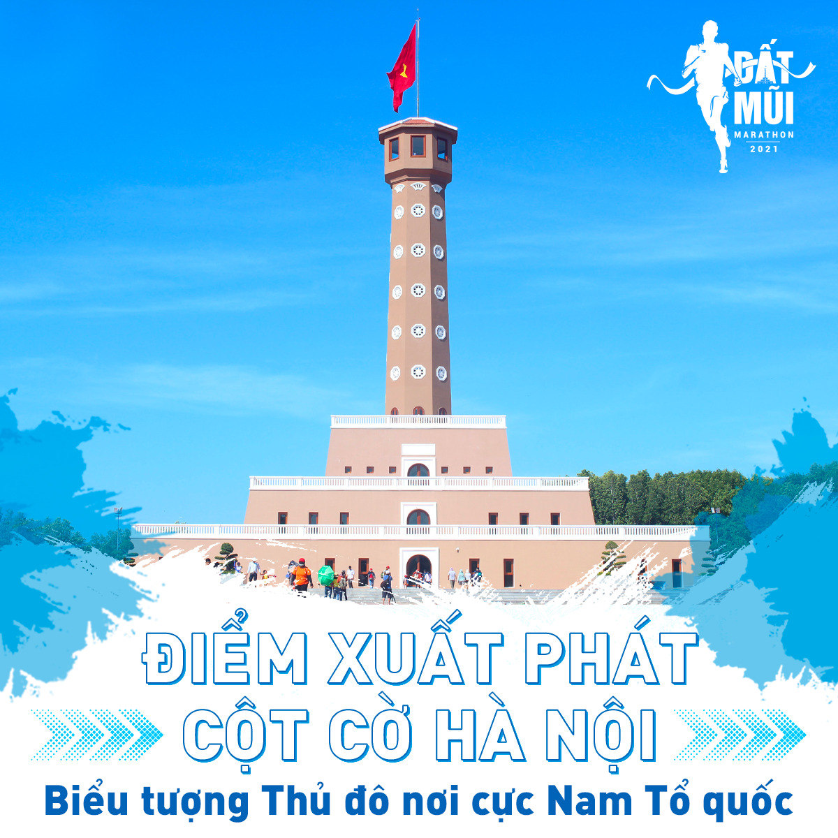 Các vận động viên tham gia giải chạy Đất Mũi Marathon Cà Mau 2022 tranh Cúp PETROVIETNAM sẽ xuất phát và về đích tại Quảng trường cột cờ Hà Nội (ảnh BTC)