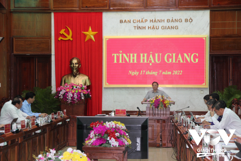 Ủy viên Bộ Chính trị, Thủ tướng Chính phủ Phạm Minh Chính làm việc với Ban Thường vụ Tỉnh ủy Hậu Giang