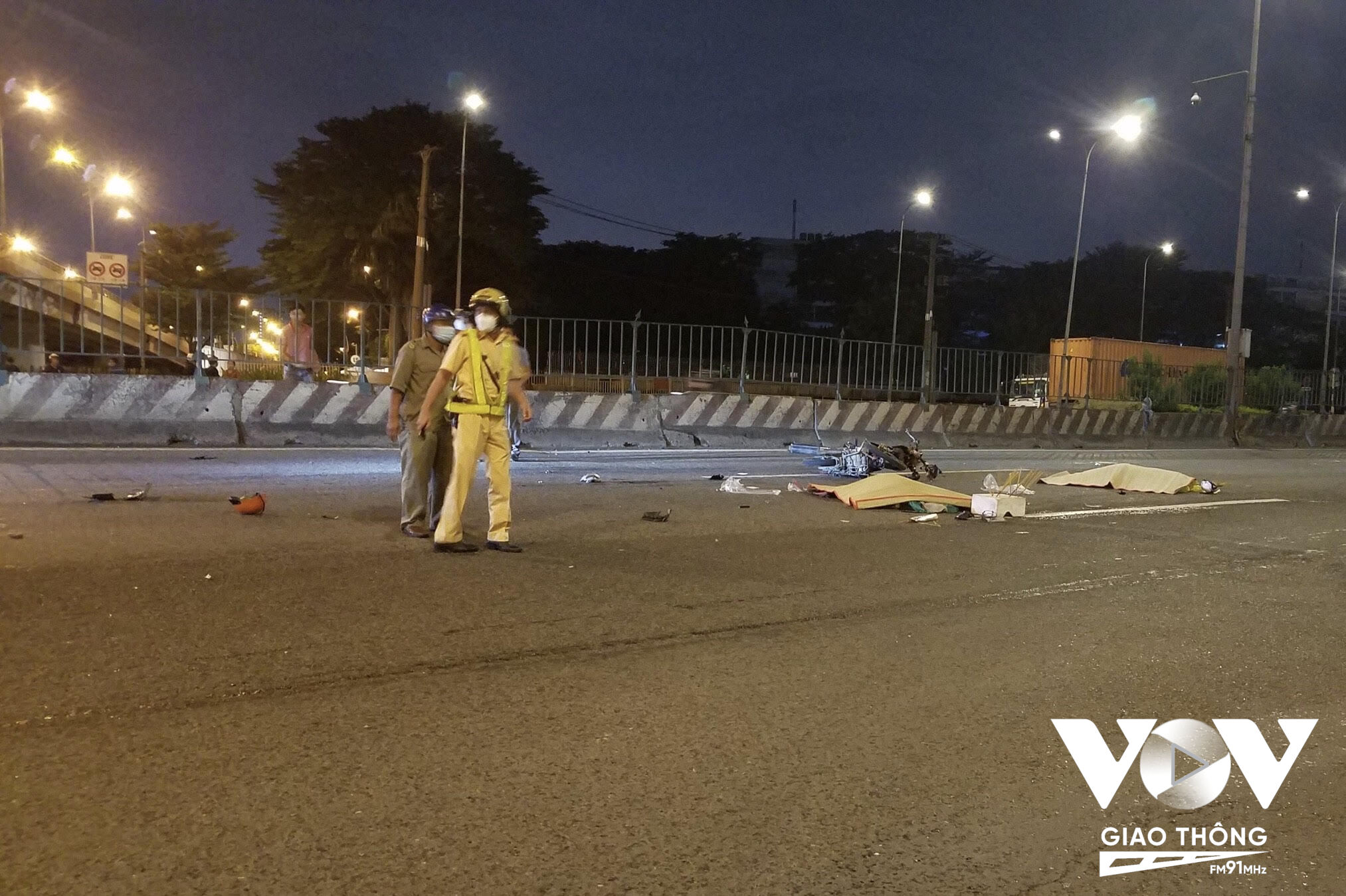 Hiện trường vụ tai nạn giao thông khiến 2 người tử vong.