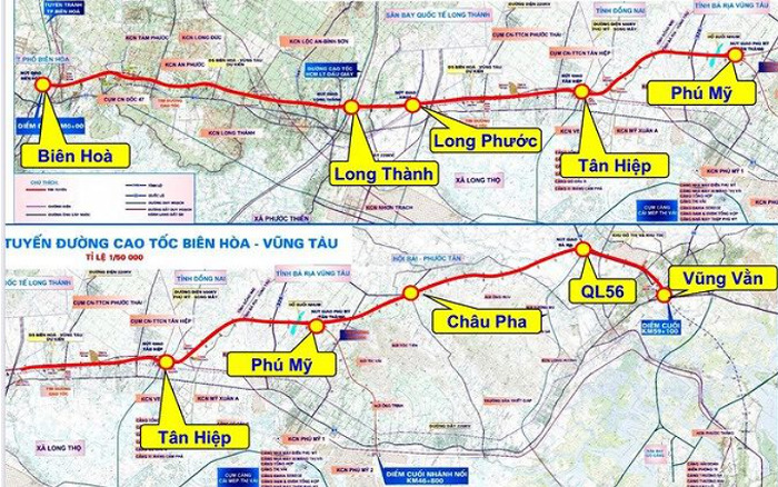 Sơ đồ dự kiến cao tốc Biên Hòa - Vũng Tàu (Ảnh: Sở GTVT Bà Rịa - Vũng Tàu)