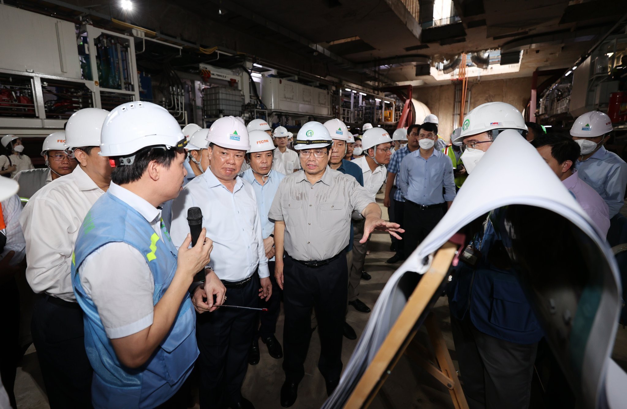 Đoàn công tác đã tới kiểm tra công trường tại nhà ga S9 - Kim Mã