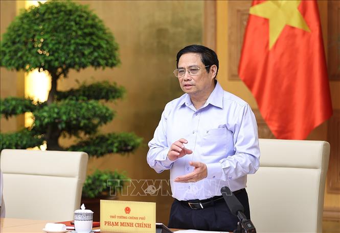 Thủ tướng Phạm Minh Chính chủ trì hội nghị. Ảnh: Dương Giang/TTXVN