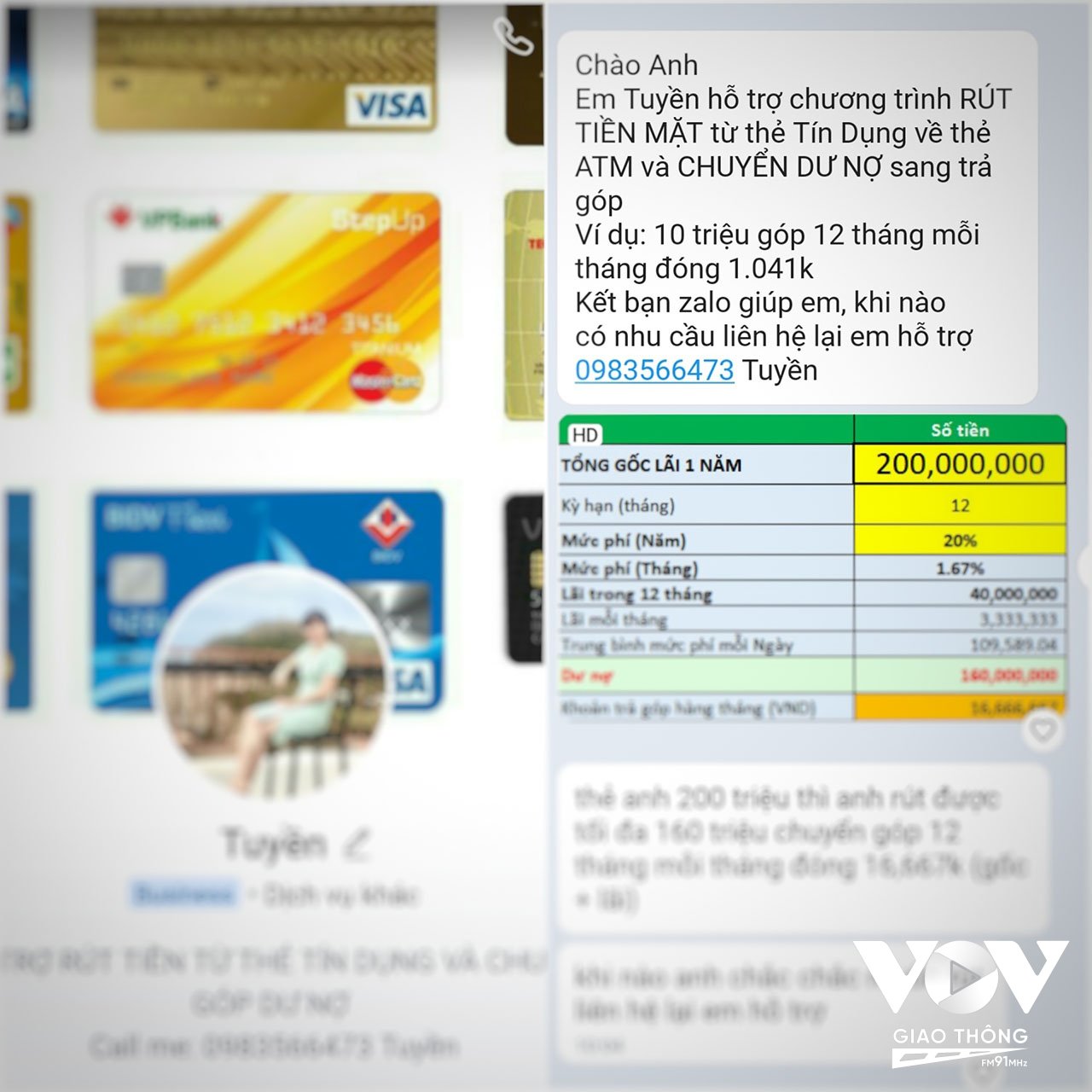 Một nhân viên của công ty Tín Dụng Thắng Lợi gọi điện mời chào người dùng vay tiền ngay sau khi kích hoạt thẻ tín dụng Techcombank