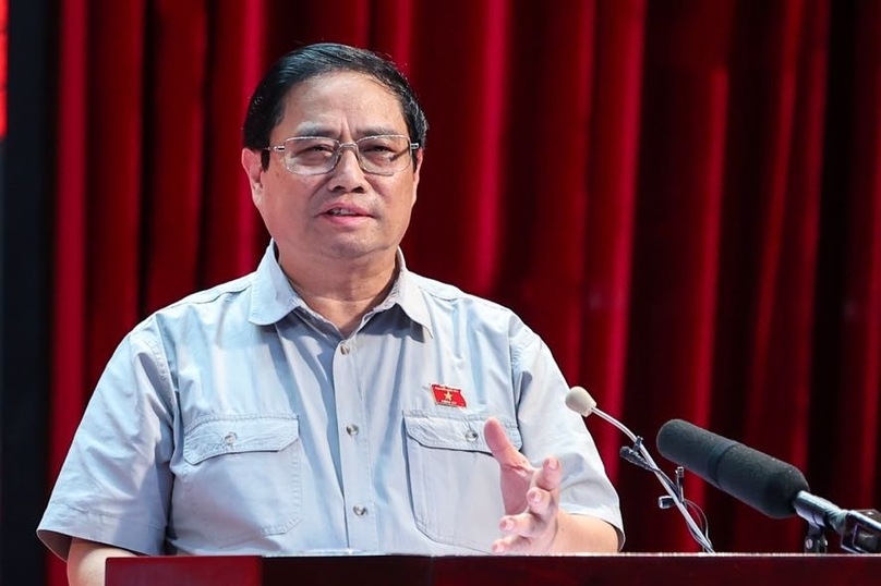 Thủ tướng Phạm Minh Chính phát biểu tại buổi tiếp xúc cử tri Cần Thơ, ngày 13/10. Ảnh: VGP