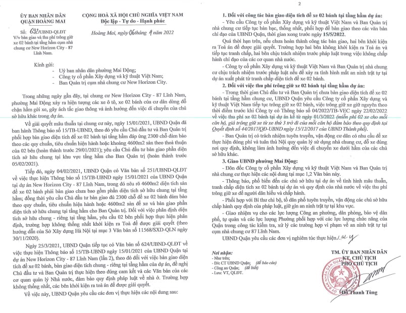Quyết định 692 của UBND quận Hoàng Mai