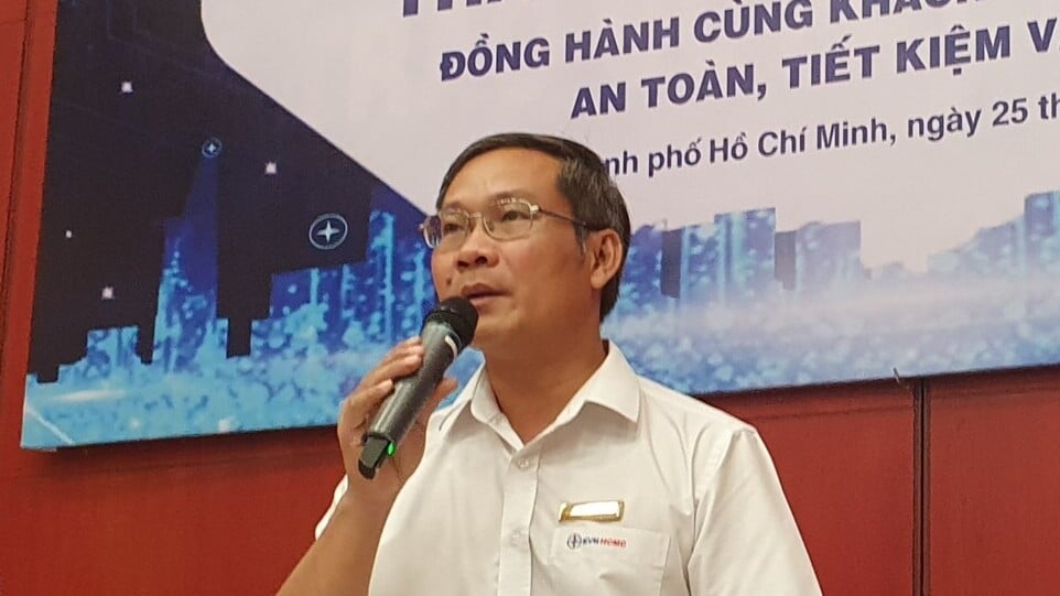 Ông Bùi Trung Kiên - Phó Tổng giám đốc Tổng công ty Điện lực TPHCM phát biểu tại buổi giới thiệu Tháng tri ân khách hàng năm 2022