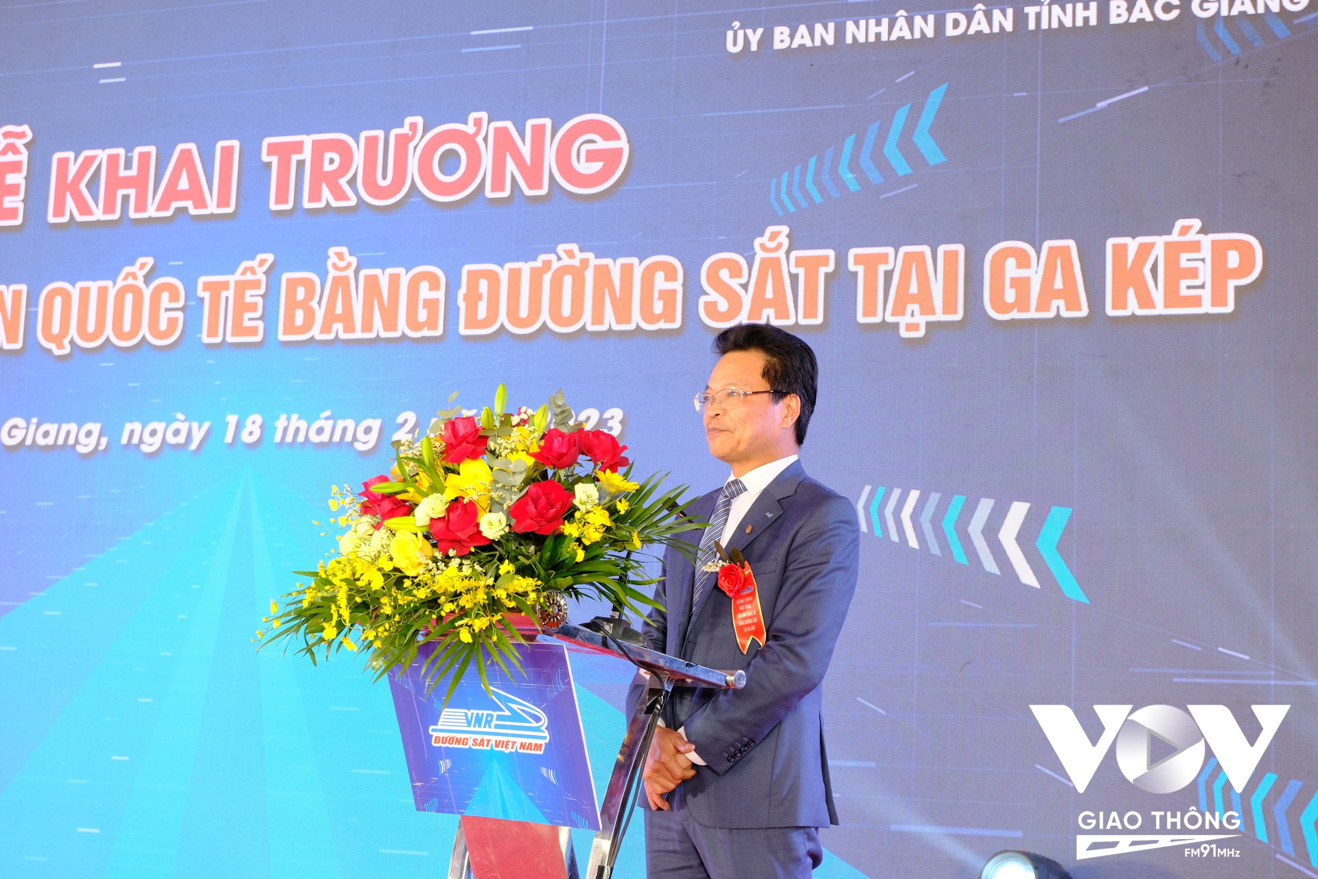 Tổng Giám đốc Tổng Công ty Đường sắt Việt Nam Đặng Sỹ Mạnh phát biểu tại buổi lễ