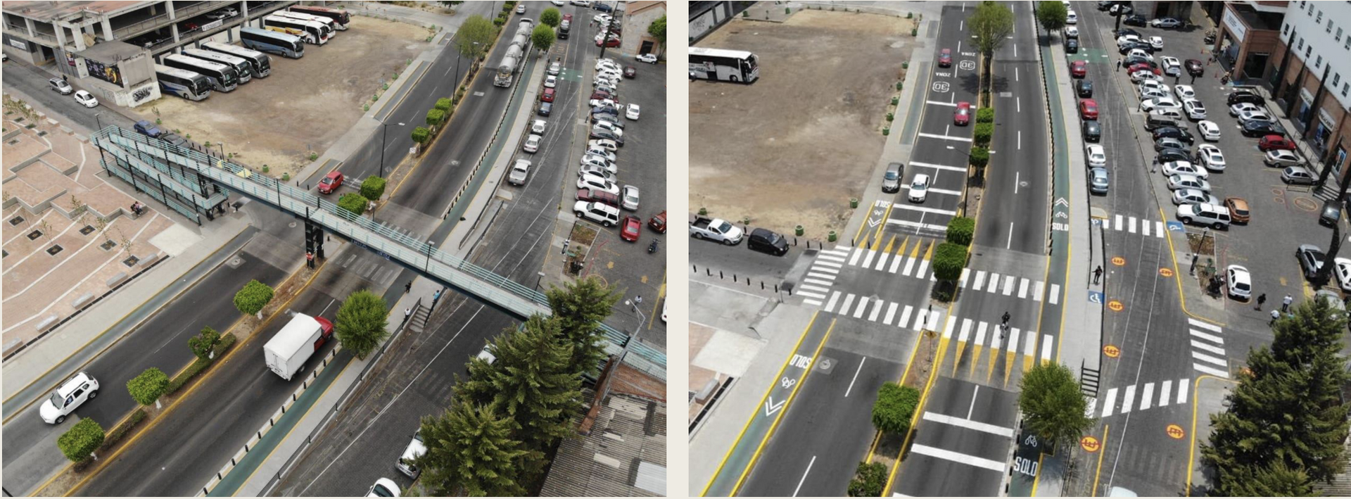 Thành phố Morelia trước và sau khi thay thế cầu bộ hành. Nguồn: Courtesy Hector Zamarron/ Milennio TV Mexico